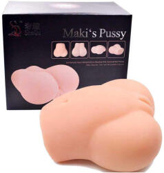 Mistress Dupla nyílású műpopsi, Mistress, Maki's Butt Stroker, 21-25 cm, testszínű, realisztikus, bőrszerű TPR, vízálló, férfi maszturbátor