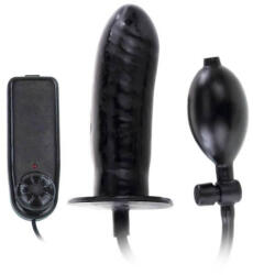 Loverzzz Felfújható vibrátor, Loverzzz, Bigger Joy Inflatable Penis 2, 16-20 cm, fekete, távirányítós, elemes (2xAA), tapadókorongos, análbarát