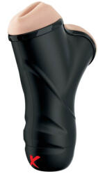 Pipedream - PDX Elite Dupla nyílású vibrációs maszturbátor, Pipedream - PDX Elite, Double Penetration Vibrating Stroker, világos bőrszín/fekete, szívó funkció