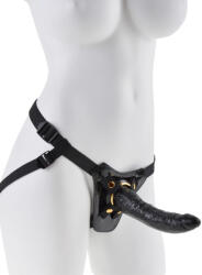Pipedream - Fetish Fantasy Gold Felcsatolható dildó, Pipedream, Designer Strap-On, 19 cm, fekete, tapadókorongos, realisztikus, kígyóbőr mintás, vízálló, PVC