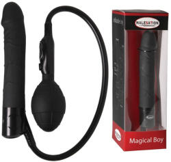Malesation Realisztikus vibrátor, Malesation, Magical Boy, 16-20 cm, 3-3, 4 cm, fekete, távirányítós, 3 sebesség, pumpás átmérő-növelő, elemes (2×AAA)