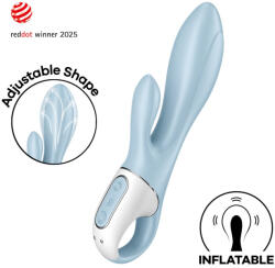 Satisfyer Nyuszi vibrátor, Satisfyer, Air Pump Bunny 1, 16-20 cm, világoskék, szilikon, felfújható tengely, kétmotoros, akkumulátoros, vízálló, csiklóizgatós