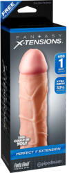 Pipedream - Fantasy X-tensions Péniszköpeny, Pipedream, Fantasy X-tensions Perfect 1 Extension Light, 16-20 cm, testszínű, TPE, vízálló, +2, 5 cm hosszabbítás, texturált
