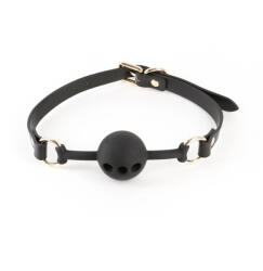 NS Toys Szájpecek, NS Toys, Fetish & Fashion Fran, 3, 5-3, 9 cm átmérő, fekete, szilikon golyó, légzőnyílásokkal, állítható műbőrpánt