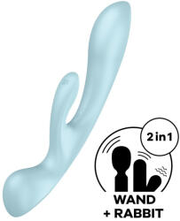 Satisfyer Multifunkcionális vibrátor, Satisfyer, Triple Oh, 23, 5 cm, türkiz, szilikon, 3 az 1-ben: G-pont, csiklókar, masszírozó, akkumulátoros, vízálló