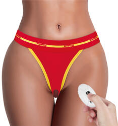 Lovetoy Vibrációs bugyi távirányítóval, Lovetoy, Printed Vibrating Sexy Panties, XS/S (60-68 cm derék), sárga, 10 m hatótáv, 7 sebesség, 2×AAA elemes