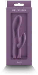 NS Novelties G-pont vibrátor, NS Toys, Obsessions Juilet, 16-20 cm, sötét lila, szilikon, két motoros, csiklóizgatós, 7 mód, 3 sebesség, akkumulátoros