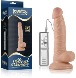 Lovetoy Realisztikus vibrátor, Lovetoy, Real Extreme, 19 cm, testszínű, 3 fokozatú, vezetékes távirányítós, tapadókorongos, hajlítható, 3xAA elemmel működő