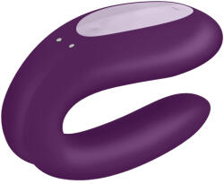 Satisfyer Páros vibrátor, Satisfyer, Double Joy, 9 cm, lila, app-vezérelt, akkumulátoros, vízálló (IPX7), kétmotoros, csikló- és G-pont stimuláció