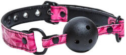 NS Toys Golyós szájpecek, NS Toys, Sinful Ball Gag, 4, 5-4, 9 cm átmérő, rózsaszín, állítható pánt, vinyl, BDSM kiegészítő