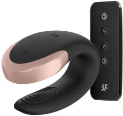 Satisfyer Páros vibrátor, Satisfyer, Double Love, 8.6 x 5.7 x 4.2 cm, fekete, akkumulátoros, app-vezérelt, vízálló, távirányítós, kétmotoros, szilikon