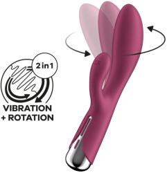 Satisfyer Rabbit vibrátor, Satisfyer, Spinning Rabbit 1, 20 cm, piros, akkumulátoros, vízálló, szilikon, forgó, G-pont és csikló stimuláció, 3 motoros