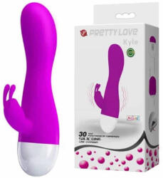 Pretty Love G-pont vibrátor, Pretty Love, Kyle, 11-15 cm, lila, szilikon, nyuszis csiklóizgató kar, kétmotoros, 30 rezgési mód, hipoallergén, akkumulátoros