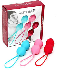 Satisfyer Gésa golyó szett, Satisfyer, V Balls, 7, 8 cm, Ø 2, 8-3 cm, 79-150 g, többszínű, 3 részes, dupla golyós, vízálló, szilikon, hullámos felszínű