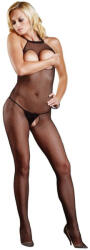 Leg Avenue Cicaruha, Leg Avenue, Seamless Fishnet Halter, One Size, fekete, nyitott mellrész, ágyéknyílásos, varrás nélküli hálós, nyakpántos, poliamid