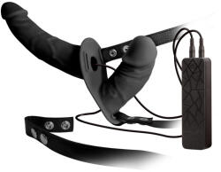 NMC Felcsatolható dildó, Nmc, Double Thruster Vibe with Harness, 6-10 cm, fekete, vibrátoros, dupla, 10 funkciós, távirányítós, szilikon, 3×AAA elemes