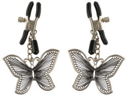 Pipedream - Fetish Fantasy Series Mellcsipesz, Pipedream - Fetish Fantasy Series, Butterfly Nipple Clamps, 6-10 cm, ezüst, állítható, műanyag, pillangó díszítés, BDSM
