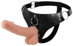 Loverzzz Felcsatolható dildó, Loverzzz, PU Strap, testszínű, élethű, realisztikus forma, PU szíjas hám, állítható pántok, strap-on készlet