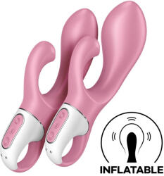 Satisfyer G-pont vibrátor, Satisfyer, Air Pump Bunny 2, 16-20 cm, piros, csiklóizgatós, felfújható tengely, kétmotoros, 12 mód, akkumulátoros, fogógyűrűs