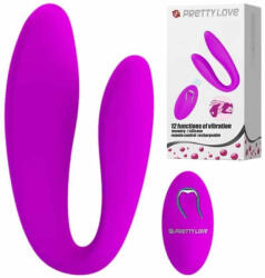 Pretty Love Páros vibrátor, Pretty Love, Letitia, 6-10 cm, lila, távirányítós, kétmotoros, 12 mód, szilikon, akkumulátoros, csikló- és G-pont izgatáshoz