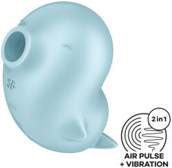 Satisfyer Csiklóvibrátor, Satisfyer, Sassy Seal, 9, 7 cm, kék, Air Pulse nyomáshullám technológia, 2 motoros, akkumulátoros, vízálló (IPX7), szilikon