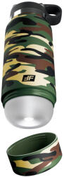 Pipedream - PDX Plus Kulacs tokos maszturbátor, Pipedream PDX Plus, Fap Flask Happy Camper, 23, 8 cm, zöld-fekete terepmintás, vízálló, diszkrét, realisztikus, TPE betét, szűk masszírozó belső, zárható tok