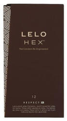 LELO Óvszer, Lelo, HEX Respect XL, 12 darab, 19, 5 cm, átlátszó, ultravékony 0, 055 mm, latex, síkosított, méhsejtrácsos technológia, prémium minőség