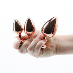 NS Toys Análdugó szett, NS Toys, Rear Assets Trainer Kit, 3 darabos, 6-10 cm, rózsaarany, rózsaszín szív dísz, fém, vízálló, uniszex