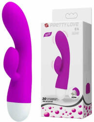 Pretty Love Multifunkcionális vibrátor, Pretty Love, Eli, 16-20 cm, 3, 5-3, 9 cm átmérő, lila, szilikon, kétmotoros, g-pontos, csiklóizgatós, akkumulátoros