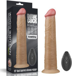 Lovetoy Realisztikus vibrátor, Lovetoy, Dual Layered Rotator, 25 cm, testszínű, távirányítós, 360°-ban forgó fej, tapadókorongos, akkumulátoros