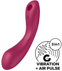 Satisfyer Multifunkcionális vibrátor, Satisfyer, Curvy Trinity 1, 16-20 cm, piros, akkumulátoros, 3 az 1-ben, nyomáshullámos, g-pontos