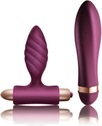 Rocks-Off Vibrációs anál szett, Rocks-Off, Desire, 13 cm/Ø 2 cm és 10, 3 cm/Ø 3 cm, lila, vízálló, 10 fokozat, elemes (2 x AAA), szilikon