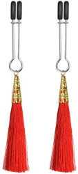 Lovetoy Mellcsipesz, Lovetoy, Glamor Tassel, 11-15 cm, piros, fém, bojtokkal díszített, szorító hatású fétis kiegészítő az érzéki mellbimbó-izgatáshoz