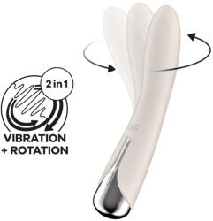 Satisfyer G-pont vibrátor, Satisfyer, Spinning Vibe 1, 17, 5 cm, bézs, akkumulátoros, vízálló, forgó fej, 12 vibrációs mód, 5 forgási sebesség, szilikon
