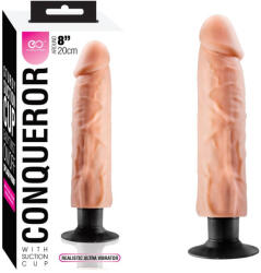 NMC Realisztikus vibrátor, NMC, Conqueror 8, 20 cm, testszínű, letapasztható, TPR, erezett, állítható rezgés, elemes (2xAA)