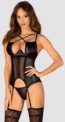 Obsessive Fűző és tanga szett, Obsessive, Norides, XS/S, fehér, poliuretán, szexi, erotikus, kétrészes, nőknek