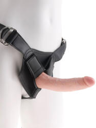 Pipedream - King Cock Felcsatolható dildó szett, Pipedream - King Cock, 7 Inch Strap-On, 20 x 4, 1 cm, testszínű, tapadókorongos, levehető dildó, állítható hám 132 cm-ig