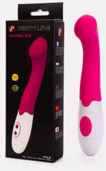 Pretty Love G-pont vibrátor, Pretty Love, Charles, 17 cm, rózsaszín, szilikon, vízálló, 30 rezgésmód, elemes (2 x AAA), análbarát, átmérő 1, 9-2, 8 cm