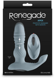 NS Novelties Prosztata és gát masszírozó, NS Toys, Renegade Apex, 11-15 cm, szürke, szilikon, akkumulátoros, vízálló, távirányítós, toló mozgás, 8 mód, 6 sebesség