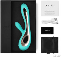 LELO Multifunkcionális vibrátor, Lelo, Soraya 2, 22 cm, türkiz, akkumulátoros, vízálló, csiklókaros, g-pontos, kétmotoros, bőrbarát szilikon, halk