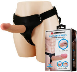Pretty Love Felcsatolható dildó, Pretty Love, Stark Harness Briefs, 16-20 cm, testszínű, alsós hám, realisztikus, erezett, vízálló, TPR