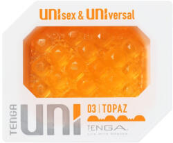 TENGA Uniszex nyújtható maszturbátor, Tenga, UNI Topaz, 6-10 cm, narancssárga, puha TPE, ujjra húzható, kifordítható, textúrált, eldobható