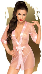 Penthouse Szexi köntös és tanga szett, Penthouse, Midnight Mirage, S/L, rózsaszín, áttetsző kimonó fazon, szatén szegélyek, öves, poliészter-elasztán