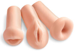 Pipedream - PDX Extreme 3 darabos maszturbátor szett, Pipedream PDX Extreme, All 3 Holes Light, 12-13 cm, testszínű, realisztikus, vízálló, 3 nyílás formájú (száj/vagina/ánusz)