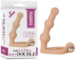 Lovetoy Vibrátoros anál gyöngysor, Lovetoy, Ultra Soft Bead, 15 cm, testszínű, 3 golyós, 10 rezgési mód, TPE, rugalmas, péniszgyűrűvel, elemes (3x AG13)