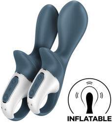 Satisfyer Csikló és G-pont vibrátor, Satisfyer, Air Pump Booty 2, 16-20 cm, sötétszürke, felfújható, 12 mód, akkumulátoros, vízálló, uniszex, ABS