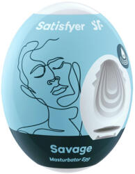 Satisfyer Maszturbációs tojás, Satisfyer, Egg Savage, 7 cm, 4, 5 cm átmérő, fehér, rugalmas, vízálló, Hydro-Active TPE, síkosító nélkül is használható, 1 db