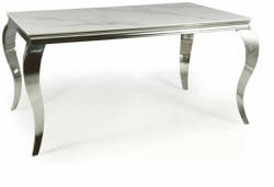 SIGNAL MEBLE Prince Calacatta Kerámia Étkezőasztal Króm Lábakkal Fehér Márvány Mintázattal (PRINCECBCH180)