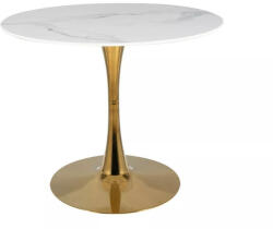 SIGNAL MEBLE Espero Calacatta Kerek Kerámia Étkezőasztal Fehér-Arany Márvány Hatású Lappal (ESPEROCZL90)