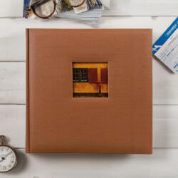Dörr fotóalbum, ablakos, Jumbo 600, beragasztós, 29x29cm, 50lap/100oldal, barna